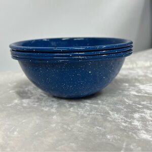 Sierra Set of 4 Blue and White Granite Enamelware Speckled bowls